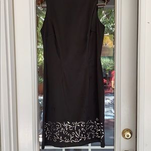Black satin dress with silver embellishment